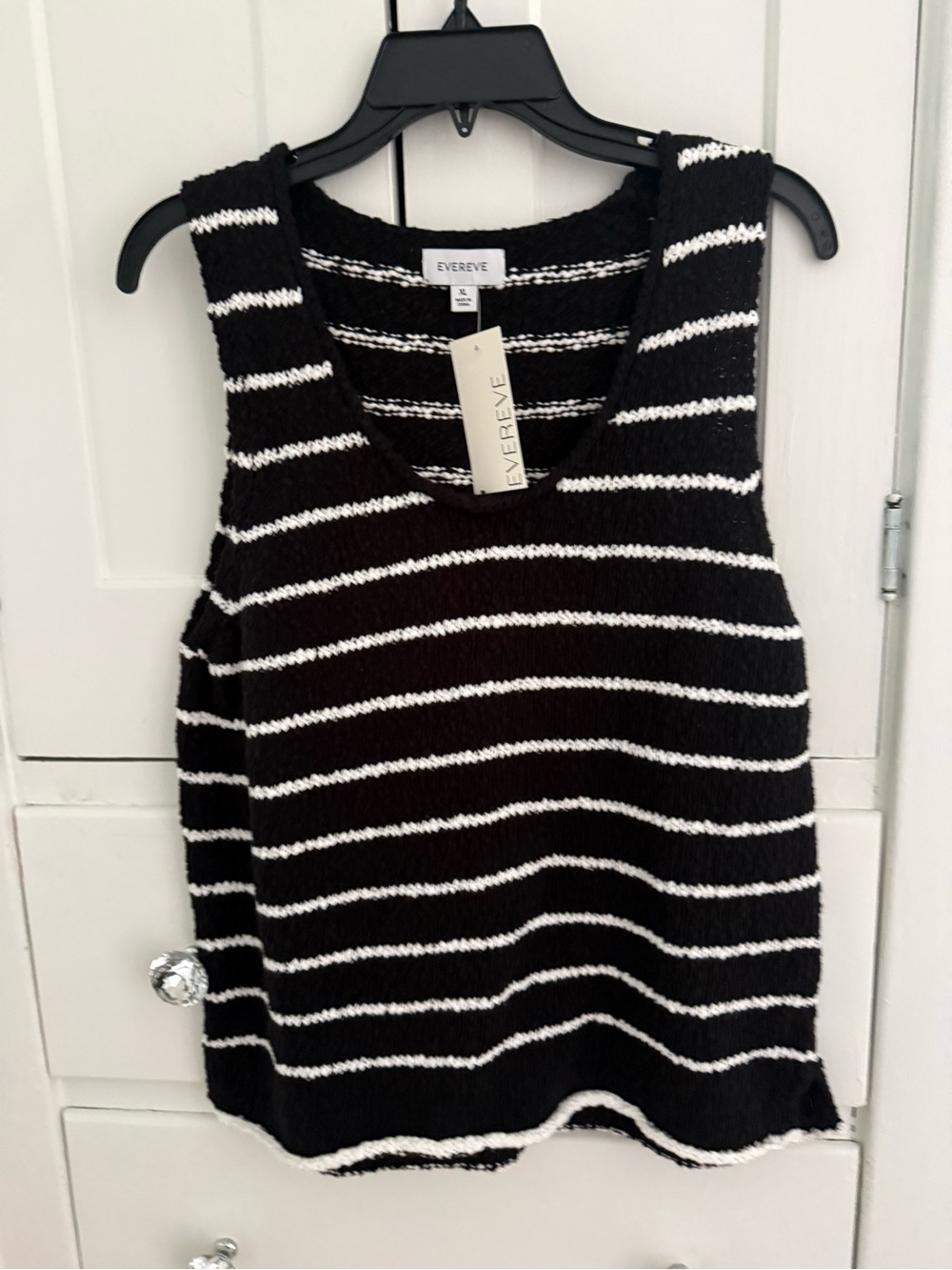 Evereve Black & White Striped Knit Tank NWT